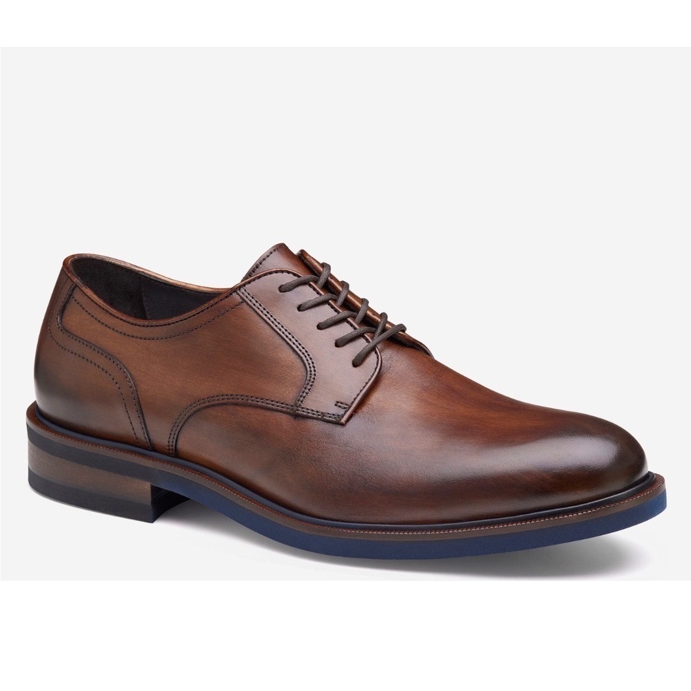 JOHNSTON & MURPHY Collection Mens Brown Leather Shoe Sneaker Dress Derby Italy